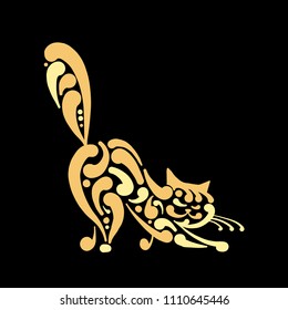 Big graceful cat. Vector illustration art