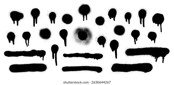 Big graffiti spray banner set. Highly detailed spray paint frame. Vector illustration EPS 10