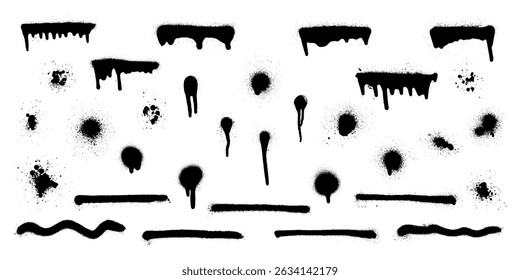 Big graffiti spray banner set. Highly detailed spray paint frame. Vector illustration EPS 10