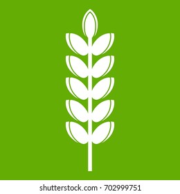 Big grain spike icon white isolated on green background. Vector illustration