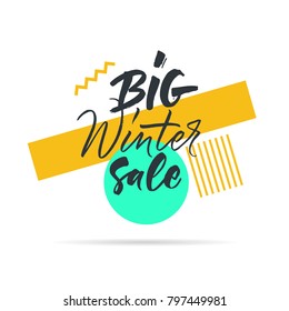 Big graphic set of seasons sale tags. Black and yellow. Additional numbers. 