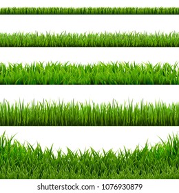 Big Grass Borders Set, Vector Illustration
 
