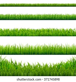 Набор больших травяных границ, векторная иллюстрация