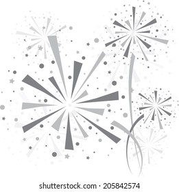 Big gray fireworks on white background. eps10