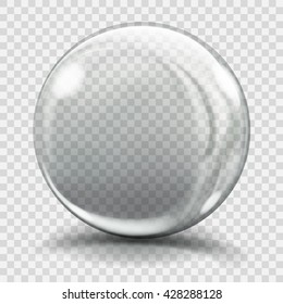 Big gray glass sphere with glares and shadows. Transparency only in vector file