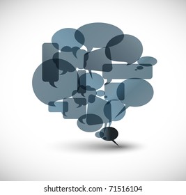 Big gray speech bubble made from small bubbles