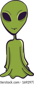 Big green alien, illustration, vector on white background