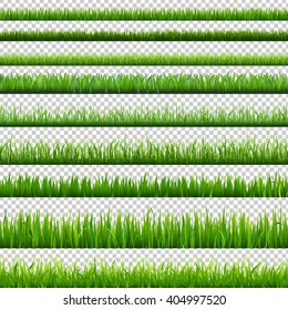 Big Green Borders Set, Isolated on Transparent Background, With Gradient Mesh, Vector Illustration
