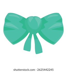 Big green bow is tied into a knot and ready to be used as a decoration