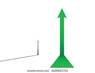 Big Green Business Arrows Rising Up Followed by one Little Grey Arrow. Racing for Success, Profit and Progress