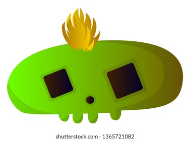 Gran imagen verde de la ilusión del vector del cráneo sobre fondo blanco