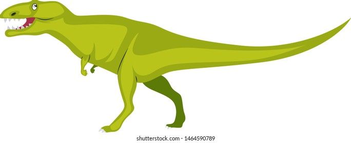 Big green dinosaur, illustration, vector on white background.