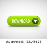 Big green download now button with shadow and reflections