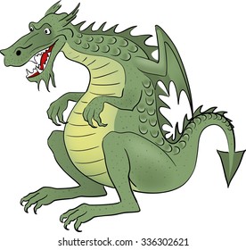 Big green dragon on white background
