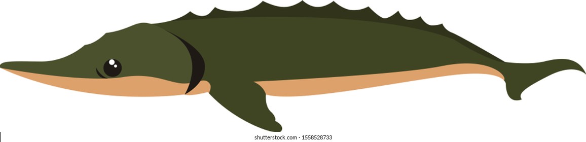 Big green fish, illustration, vector on white background.