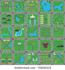 Big green flat city for game