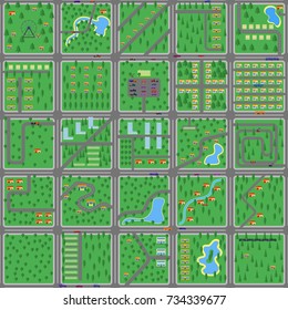Big green flat city for game