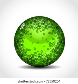 Big green glossy spring ball with many little flowers. Illustration vector.