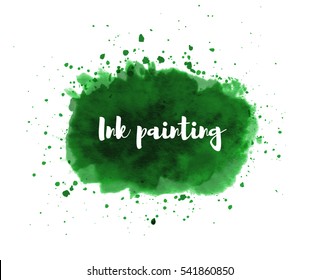 Big green grunge splash with place for your text on white background