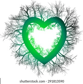 Big green heart with trees