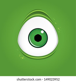 Big green monster eye, vector illustration