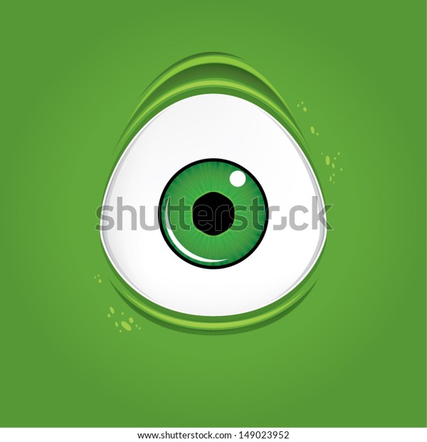 Big Green Monster Eye Vector Illustration Stock Vector (Royalty Free ...