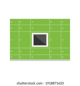 Big green parcel station, parcel locker, postamat conceptual vector illustration for noncontact delivery.