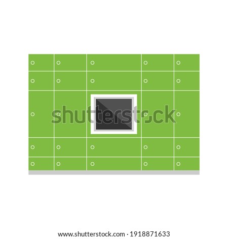 Big green parcel station, parcel locker, postamat conceptual vector illustration for noncontact delivery.