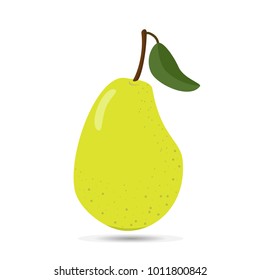 Big green pear on white background.