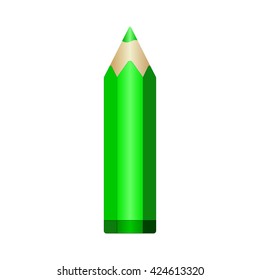 Big green pencil with sharpened lead. Vector EPS10