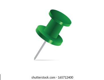 Big green pin with shadow isolated vector