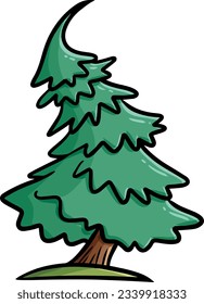 Ilustración de dibujos animados de pino verde grande