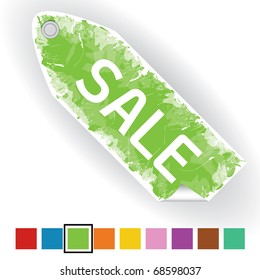 big green sale label with grunge theme, EPS10
