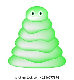 Big Green Slime on White Background. Jelly Monster.  Vector illustration for Design, Game. Cute Game Hero Character.