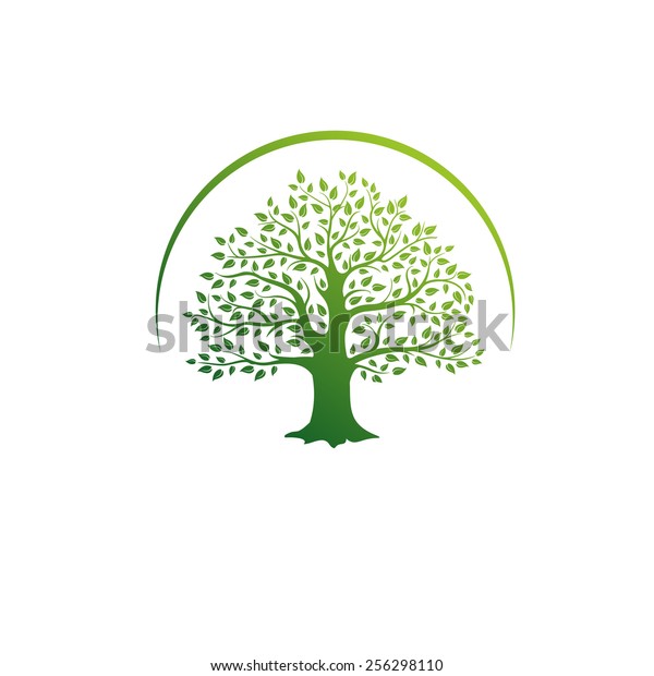 Download Big Green Tree Leaves Arch Symbol Stock Vector (Royalty ...