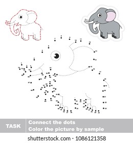 Big Grey Elephant. Dot to dot educational game for kids.