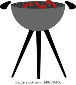 A big griller which cooks the meat finely , vector, color drawing or illustration.