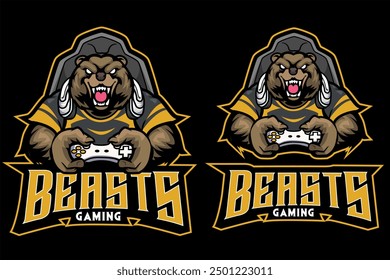 Big Grizzly Bear gamer Mascot Logo