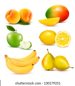 Big group of different fruit. Vector.