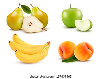 Big group of different fruit. Vector. 