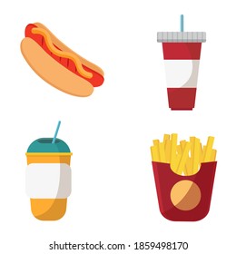 Big group of fast food products. Vector illustration. EPS 10