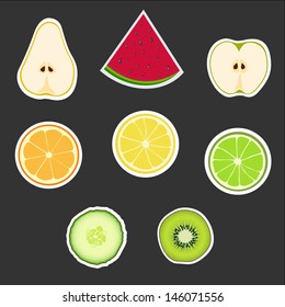 Big group of fruits vector icons set.