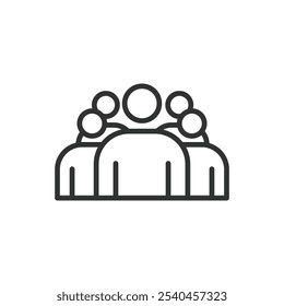 Big group, icon in line design. Group, community, crowd, people, teamwork, gathering, unity on white background vector. Big group editable stroke icon