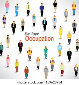 A big group of people with different occupation gather together vector design