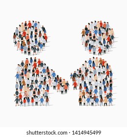 Big group of people in form of handshake symbol. Vector illustration