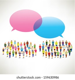 A Big Group of People Gather and Talk Together Vector Design