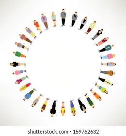 A Big Group of People Gather Together In Circle Vector Design
