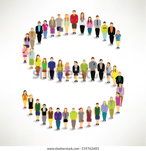 Big Group People Gather Together Vector Stock Vector Royalty Free