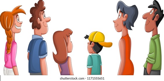 Big group of people looking at white background
