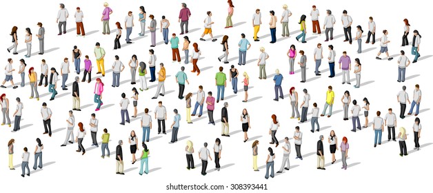 Big group of people on white background
